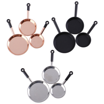 1/3/10/13pcs 1/12 Scale Vintage Dollhouse Mini Metal Frypan Frying Pans Cooking Soup Pot Utensils Cookware Pastry Board Plate
