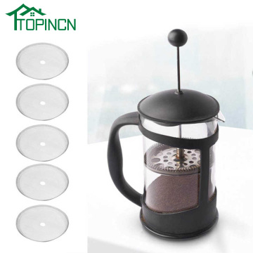 5Pcs 80 Mesh Stainless Steel Coffee Filter Tea Mesh Screen Replacement For 350ml French Press Pot Reusable Coffeware Set