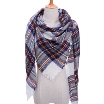 Women scarf plaid winter cashmere scarves ladies shawls bandana neck warm knit Triangle Bandage foulard echarpe femme wraps