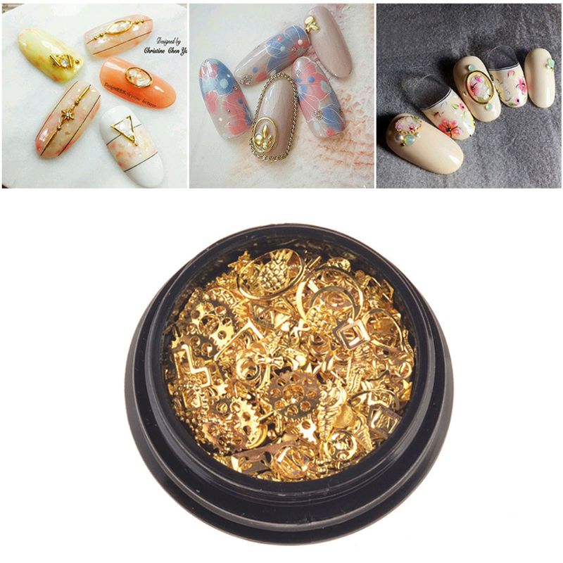 120Pcs Gold Nail Art Metal 3D Mix Frame Jewelry Filling UV Resin Epoxy Mold Making Filling For DIY Jewelry