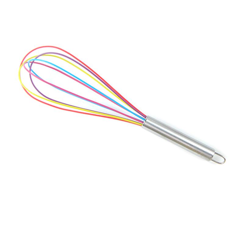 Egg Tools Egg Whisk Non Stick Safe Egg Batter Mixer Good Grips 10" Silicone Egg Whisk Rainbow Hand Mixing Egg Stiring Tools