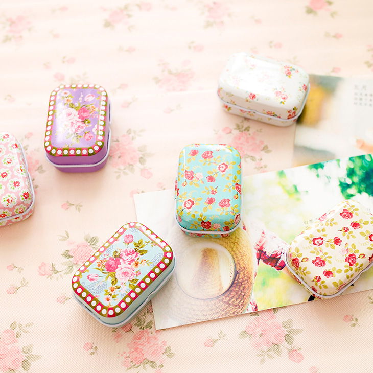 Portable 6 pcs/lot Mini Lovely Round Heart Shape Storage Box with Key Chain,Cute Metal Box for Candy Tea,Kawaii Small Tin Boxes