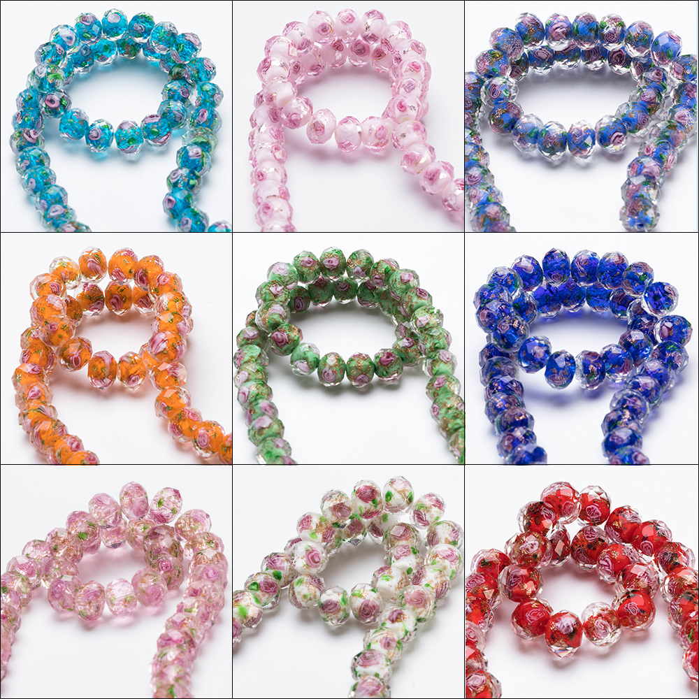 12mm Murano Facted Lampwork crystal Beads for Jewelry Making Diy Accessories For woman Flower oblate glass Beads L009