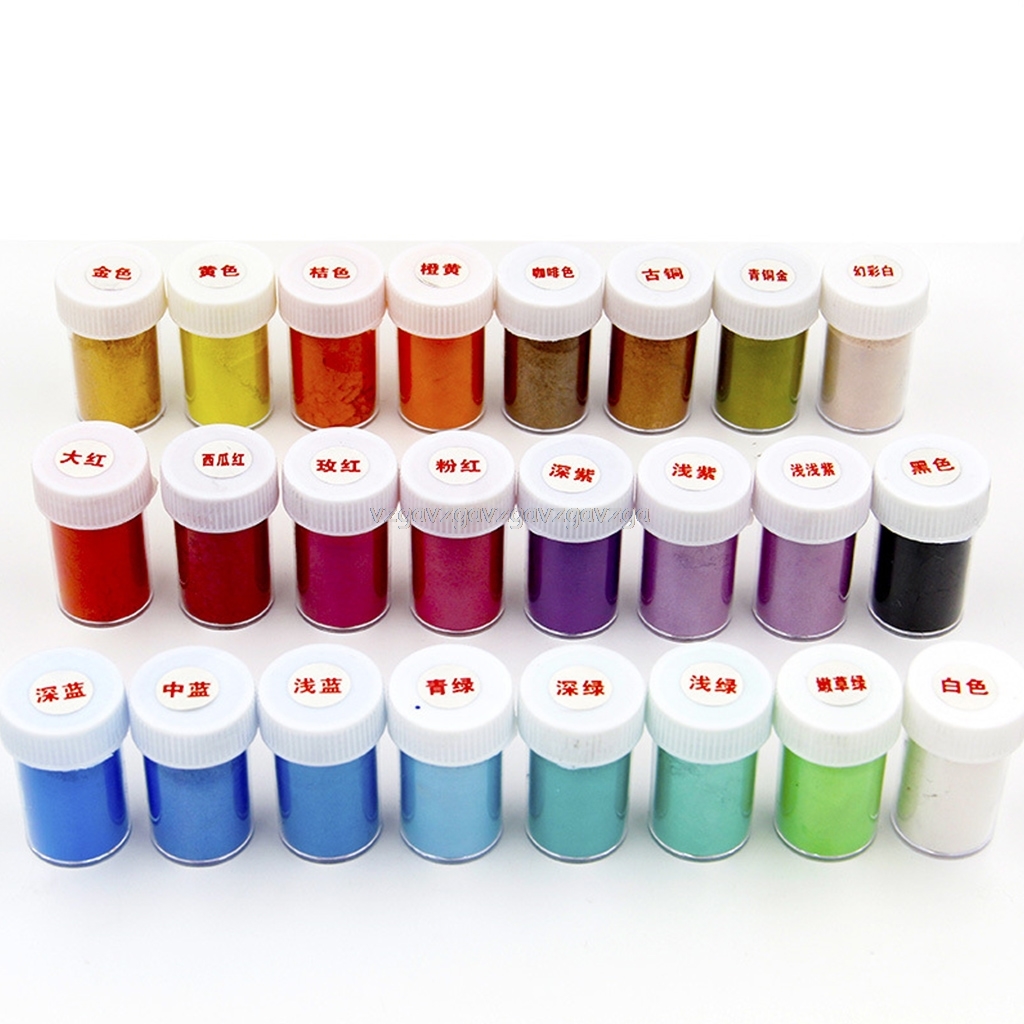24 Pcs/set Pearlescent Powder Mica Glitter Sliam DIY Crafts Making Epoxy Pigment O24 19 Dropship