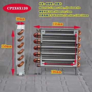 PURSWAVE CP2X6X120Mini condenser with12V24V220V Motor Fan120*120*25mm fin evaporator heat exchanger for refrigerator watercoole