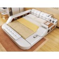 fabric Leather multifunctional massage bed frame Nordic camas ultimate bed LED light Bluetooth speaker safe radio notepad board