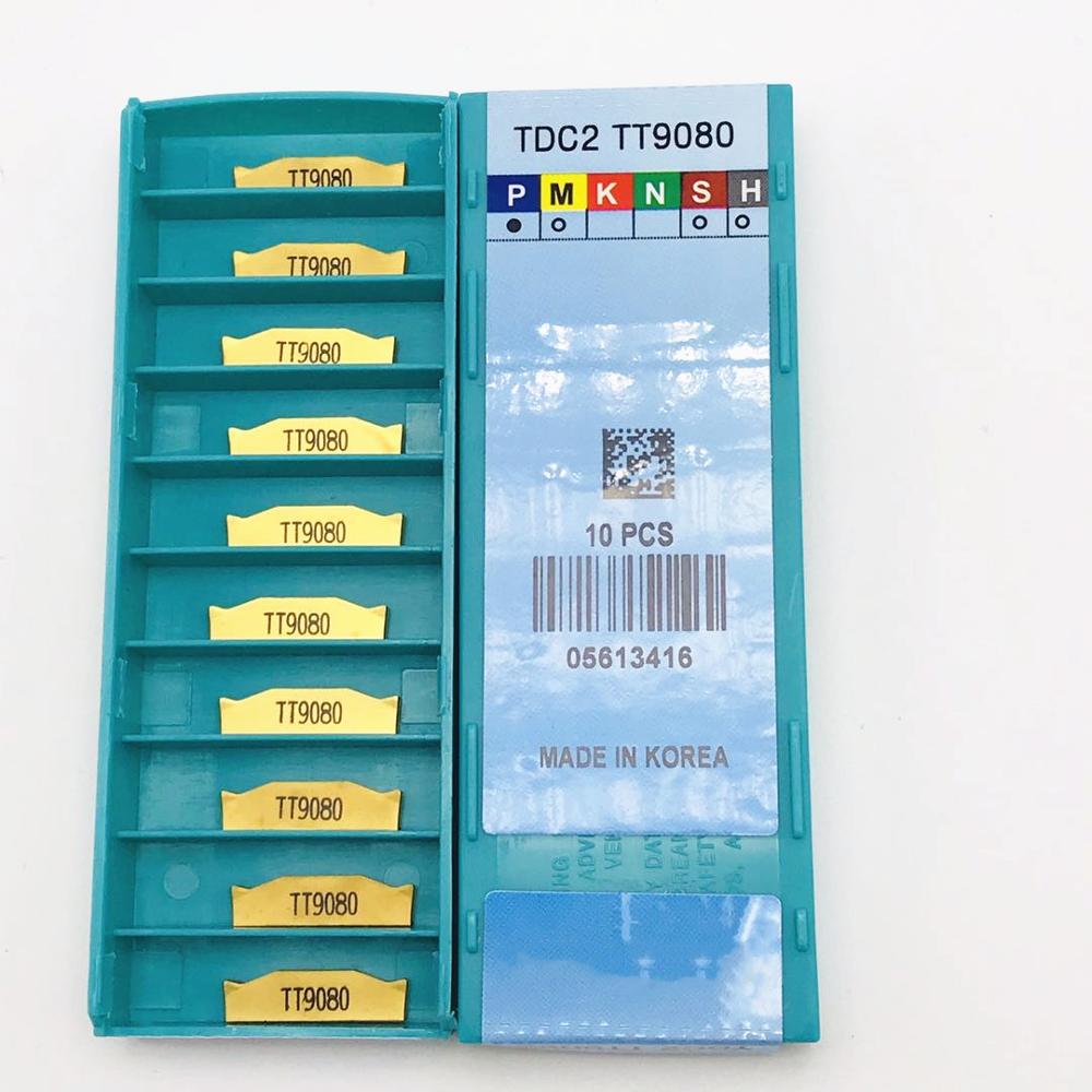 10 pieces TDC2 TT9080 grooving and cutting tool carbide insert double head 2mm tool metal turning tool TDC2 TT9080 lathe tool