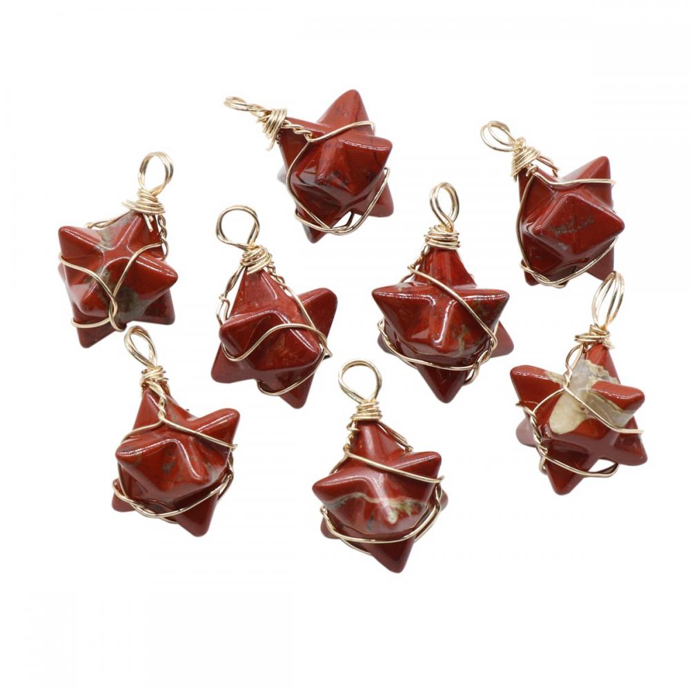 Red Jasper Merkaba Star Pendants for Necklace Jewelry