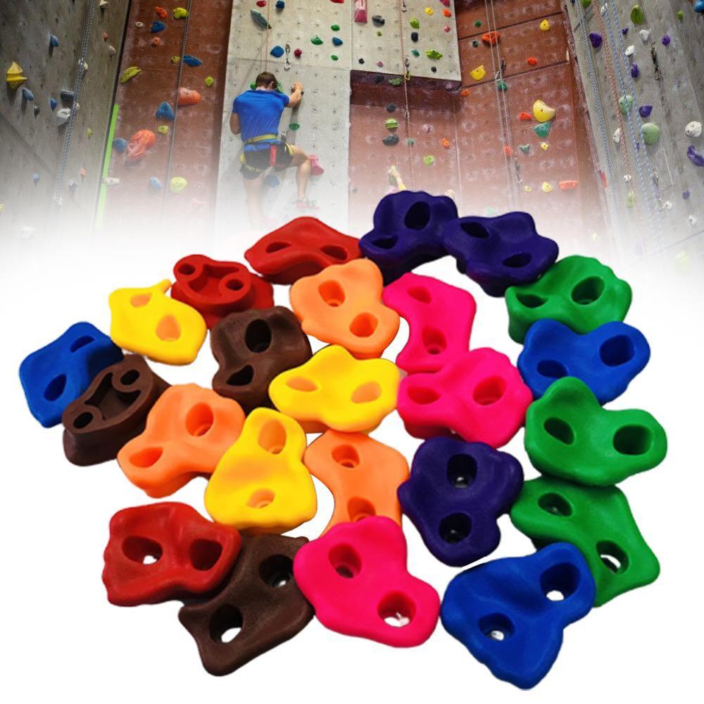 10Pcs Mixed Color Plastic Children Kids Rock Climbing Screws Wood W/ Grip Wall Stones Random Holds Feet Kits Color Hand N0N8