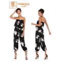 Women's Backless Chiffon Jumpsuit Casual Cropped Trousers