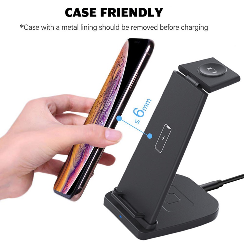 Tongdaytech 3in1 Qi Fast Wireless Charger For Apple Watch 5 4 3 2 1 Charging Holder Dock Station For Iphone 8 Pus XS 11 Pro MAX
