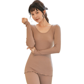 New Autumn Winter Seamless Second Thermal Female Skin Lace O-neck Slim Body Thermal Underwear For Women Modal Long Johns