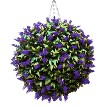 Artificial Purple Lavender Hanging Topiary Ball Flower Plant Decor Basket Pot 30cm
