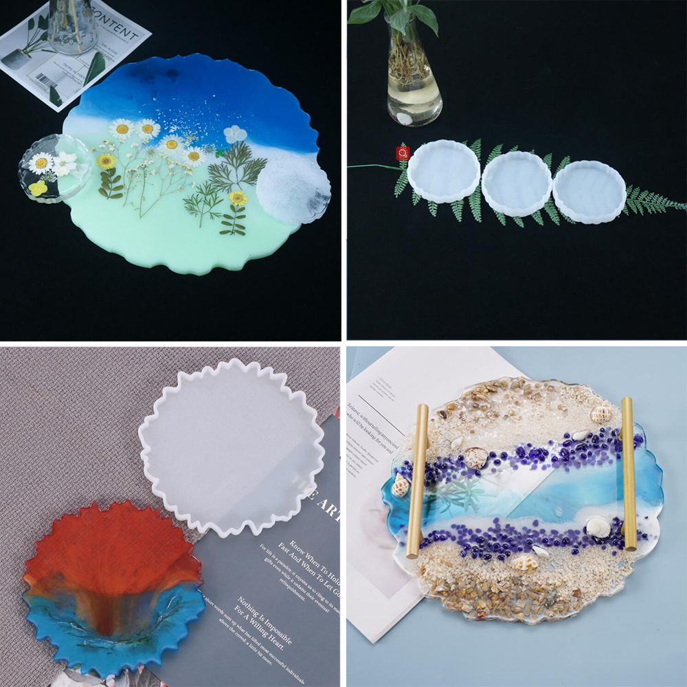 Fluid Irregular Round Petri Dish Silicone Mold Round Coaster Making Epoxy Resin Art Supplies For Making Coaster Epoxy Resin Mold