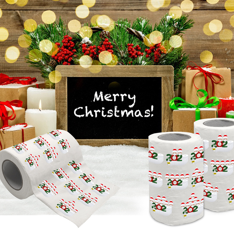 Christmas Toilet Tissue Home Santa Claus Print Bath Toilet Roll Paper Christmas Supplies Xmas Decor Tissue Roll