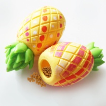 TPR Foam Pet Dog Cat Food Attractant Toy Pineapple Shape Chew Toy For Pets Who Dont Like Toys