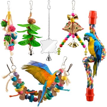 6pcs Bird Swing Toys Parrot Canary Swing Chewing Toys Hanging Perches with Bells Parakeets Swing Chewing Toys