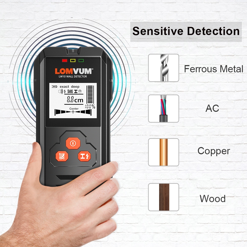 LOMVUM Multi-Functional Digital Metal Wall Detector Wiring Wood AC Voltage Live Handheld LCD Screen Stud Finder