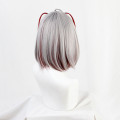 Game Arknights W Wig Grey and Red Short Heat Resistant Synthetic Hair Hallowen Party +Free Wig Cap