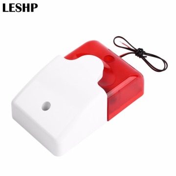 1Sets Mini Wired Strobe Siren Durable 12V Sound Alarm Strobe Flashing Red Light Sound Siren Home Security Alarm System 115dB