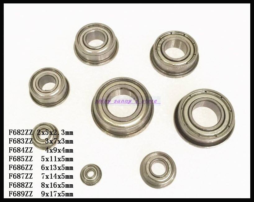 5pcs/Lot F686ZZ , F687ZZ , F688ZZ , F689ZZ Flange Bearing Thin Wall Deep Groove Ball Bearing Mini Ball Bearing Brand New