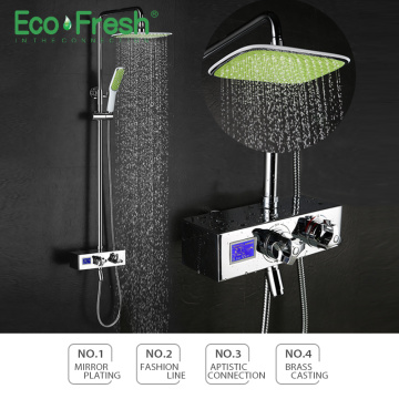 Ecofresh luxury bathroom smart shower head thermostatic rainfall shower set thermostatic mixing valve shower system