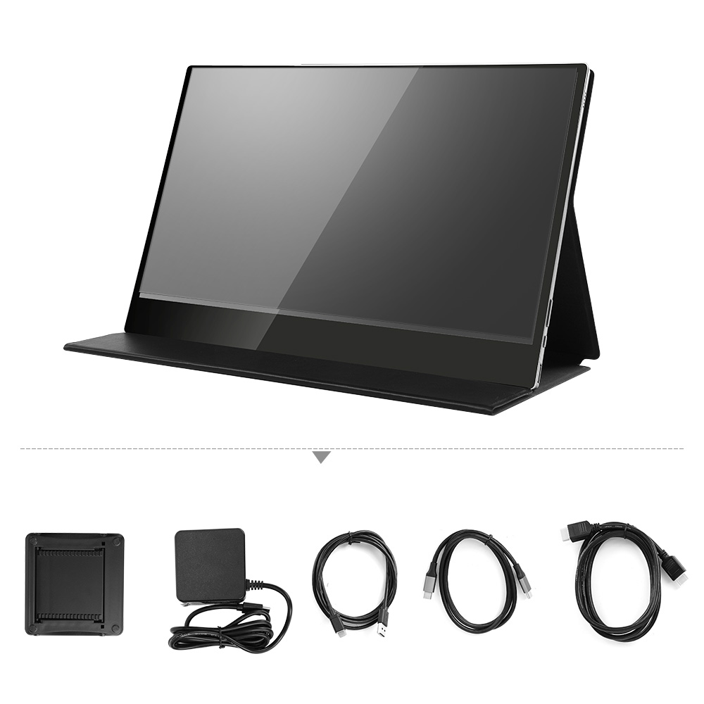 Eyoyo Touch Screen HDR Portable Monitor 4K UHD 3840x2160 IPS 15.6" Display Gaming monitor Rechargeable Battery with Leather Case