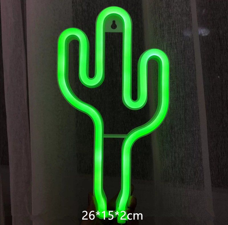 Cute Neon Signs LED Neon Wall Light for Shop Window Home Christmas Holiday Decor Bar Lights Hello Love Cactus Neon Bulb Tube
