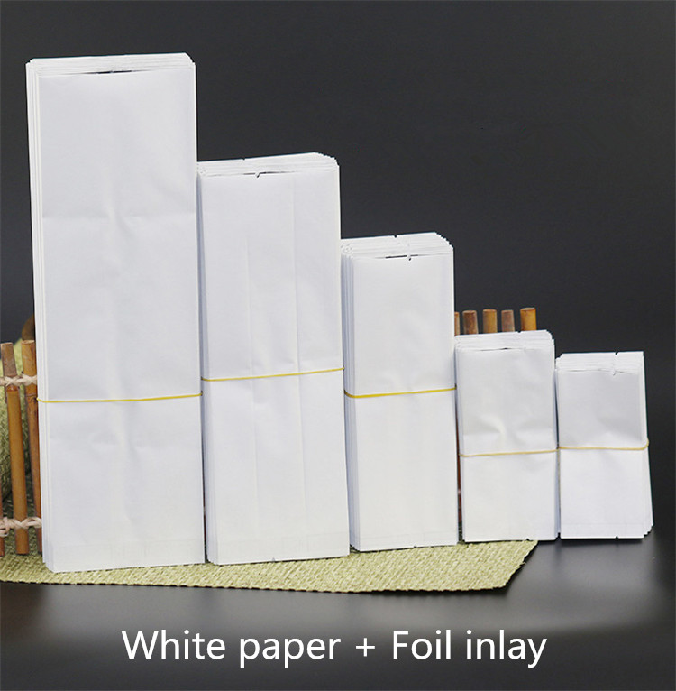 Leotrusting 100pcs/pack White/Kraft Paper Side Gussets Bag Food Snack Tea Packaging Bag Open Top Heat Sealing Storage Bags