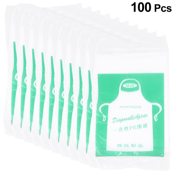 100pcs Kids Disposable Aprons Kitchen Waterproof Aprons Oil Proof Antifouling PE Plastic Apron For Cooking Painting Transparent