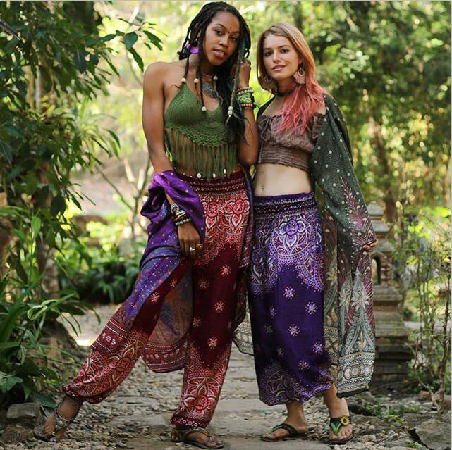 Fashion 2019 Women Thailand Print Yoga Fitness Indian Dance Costume Bohemian Bloomers Femme Wide Leg Harem Pants Loose Trousers