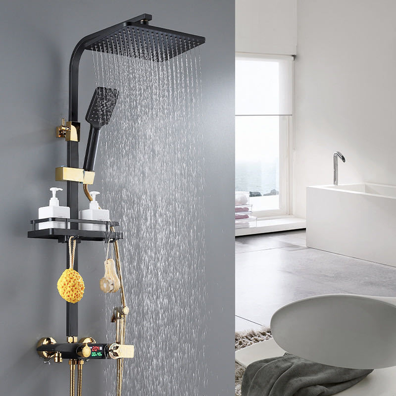Smart Digital Shower System Bathroom Wall Mount Shower Set Hot Cold Mixer Led Bath Faucet Full Kit Square Spray SPA Rainfall Tap