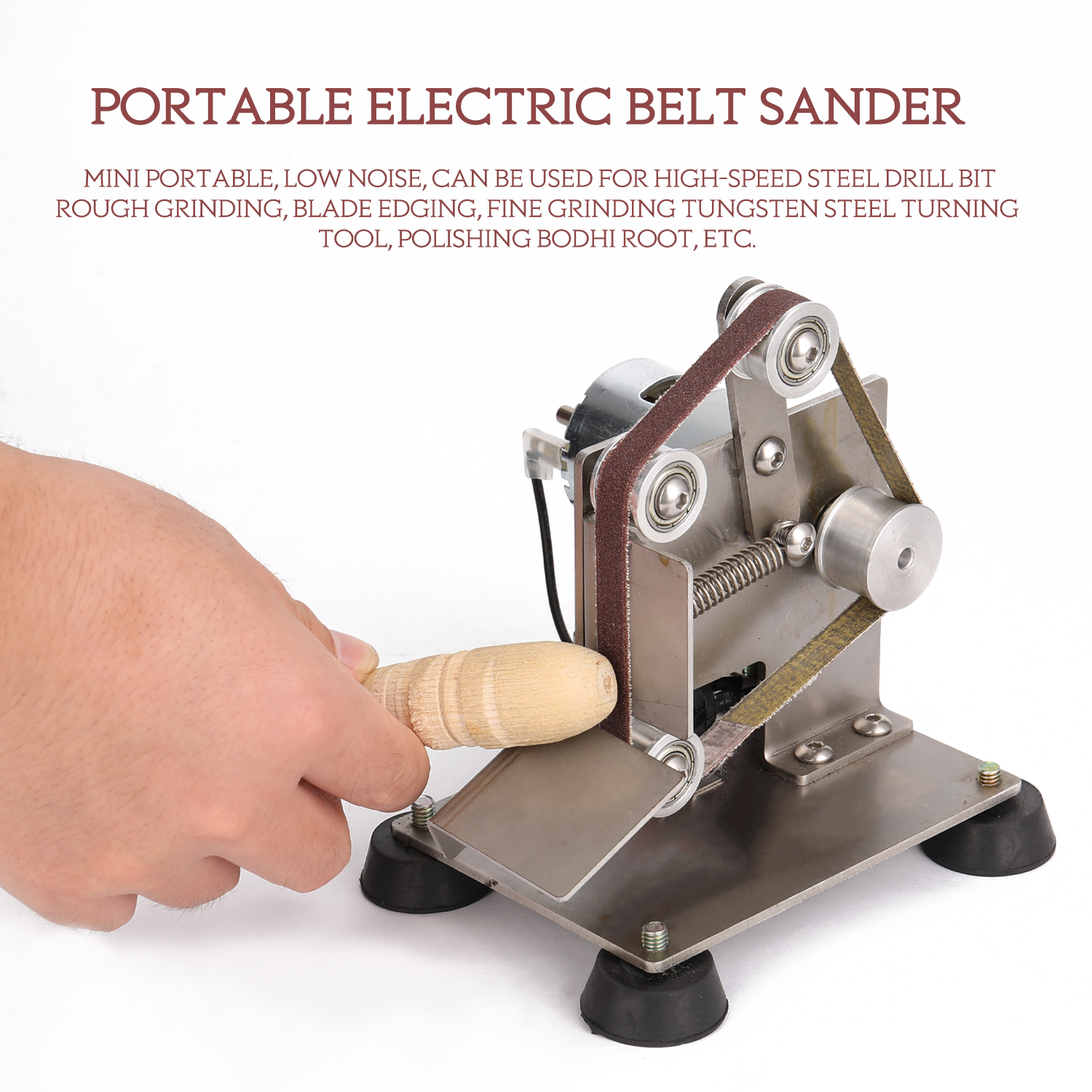 DIY Professional Grinder Mini Portable Electric Belt Sander DIY Polishing Grinding Machine Cutter Edges Sharpener with Foot Pads
