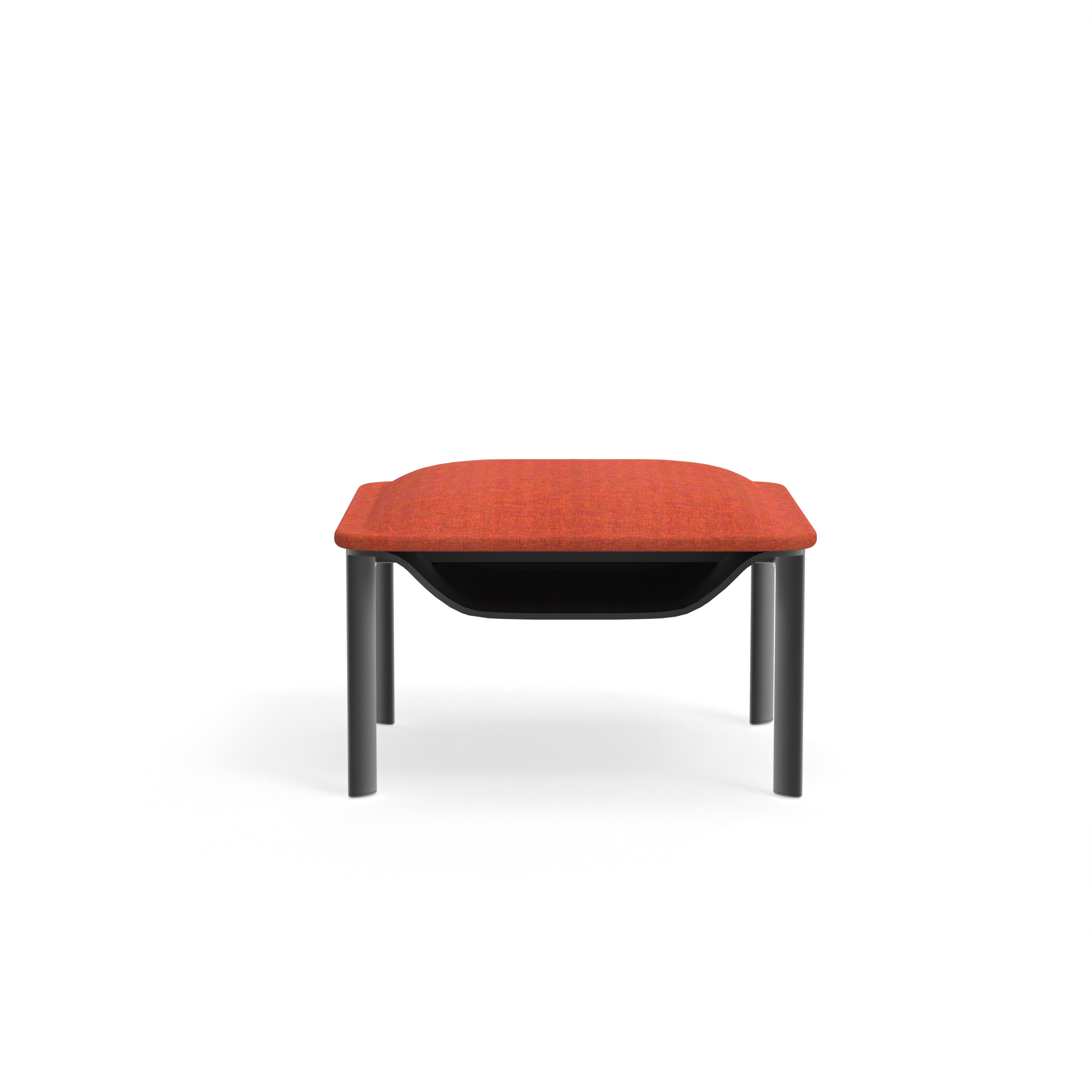 Stylish Armless Backless Modular Sofa Component Orange Upholstered Seat, Under - seat Storage, Dark Metal Legs, Suited for Office Breakout Spaces