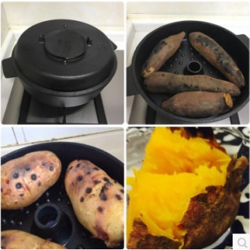 Flat bottom cast iron thermal cooker old manual pan multifunctional electromagnetic oven pot roasted sweet potato dry baked 28cm