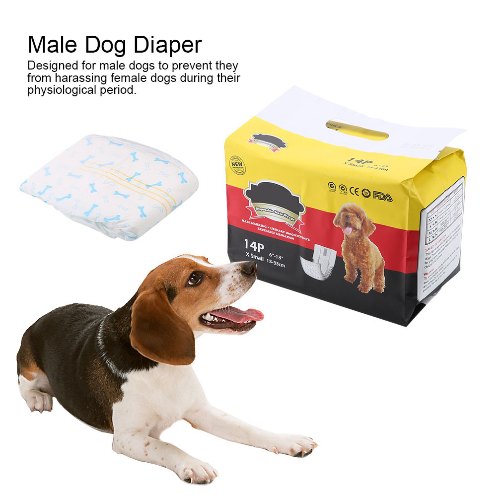 Pet Dog Diapers High Quality Male Dog Soft Disposable Dog Diapers Super Absorbent Diapers 8-14 PCS/Bag Dog Diapers