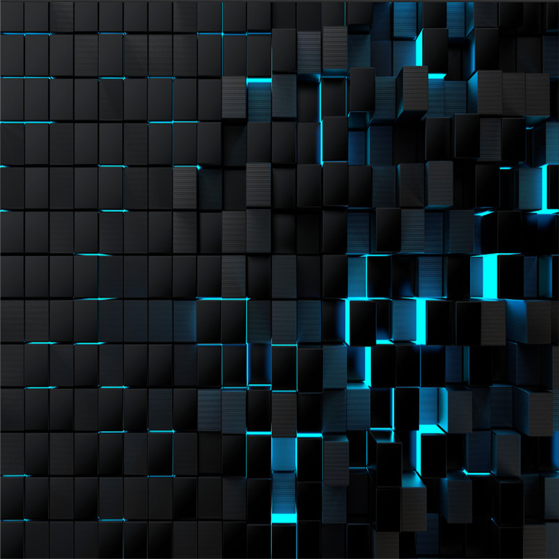 Modern Technology Mural Wallpapers for Office Esports Hall Living Room Wall Paper 3D Blue Light Shining Black Cubes Home Decor