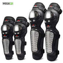 WOSAWE 4Pcs/Set Elbow & Knee Pads Stainless Steel Body Protector Sports Motorcycle Motocross Protective Gear Guards Armor Kit