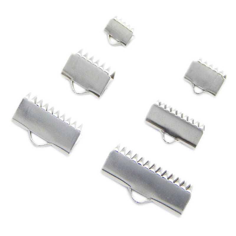 50pcs Stainless Steel Fastener Clasps Flat Rope Crimping Connector For Diy Jewelry Making Cord End Cap Clip Accessories Supplier
