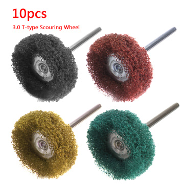 10pc Shank Nylon Abrasive Wheel Brush Rotary Tool Dremel Accessories With 3mm Shank For Buffing Polishing Grinding