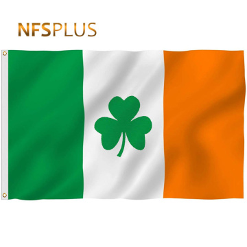 Shamrock Ireland Flag 90x150CM Polyester Green White Orange Printed Home Party Hanging Flying Decorative Irish Flags And Banners