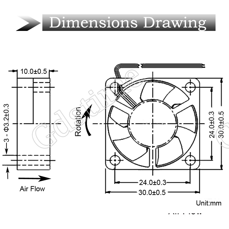 5 Pieces Gdstime DC 24V 12V 5V 3cm 30x30x10mm 2Pin Ball Bearing Portable Cooling Fan Dupont 2.54 2.0 30mm x 10mm Cooler 3010