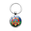 New Russian Military Airborne Forces Keychain Paratrooper Commandos Photo Glass Dome Keyring Men Motorcycle Car Key Chain