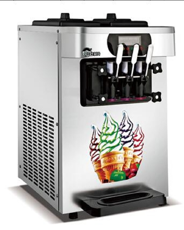 Table top mini soft ice cream vending machine 3 Flavors for Europe country to use by air to ait port with Emglish language