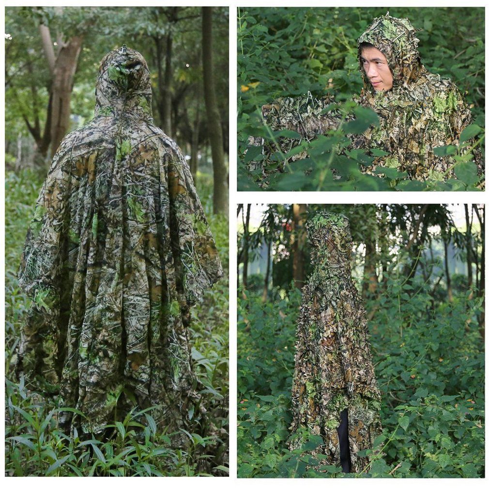 3D Leaves camouflage Suits sniper hunting Shooting clothes ghillie suitmoro Leaves Poncho Cloak Stealth cloak uniforme militar