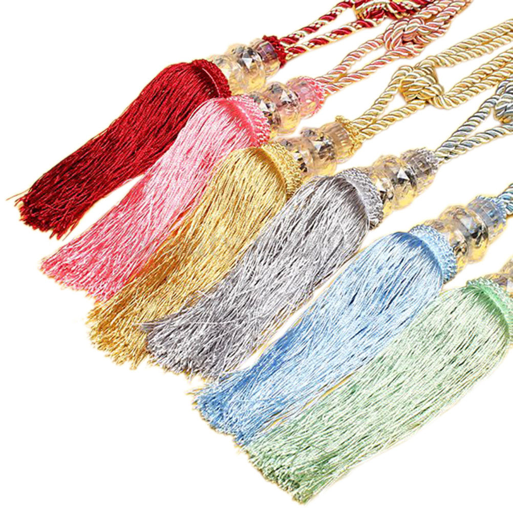 1 Pair Tiebacks Holdback Home Windows Curtain Tie Backs Decoration Crystal Rope Curtain Tiebacks Tie Backs Ball Beaded Tassel