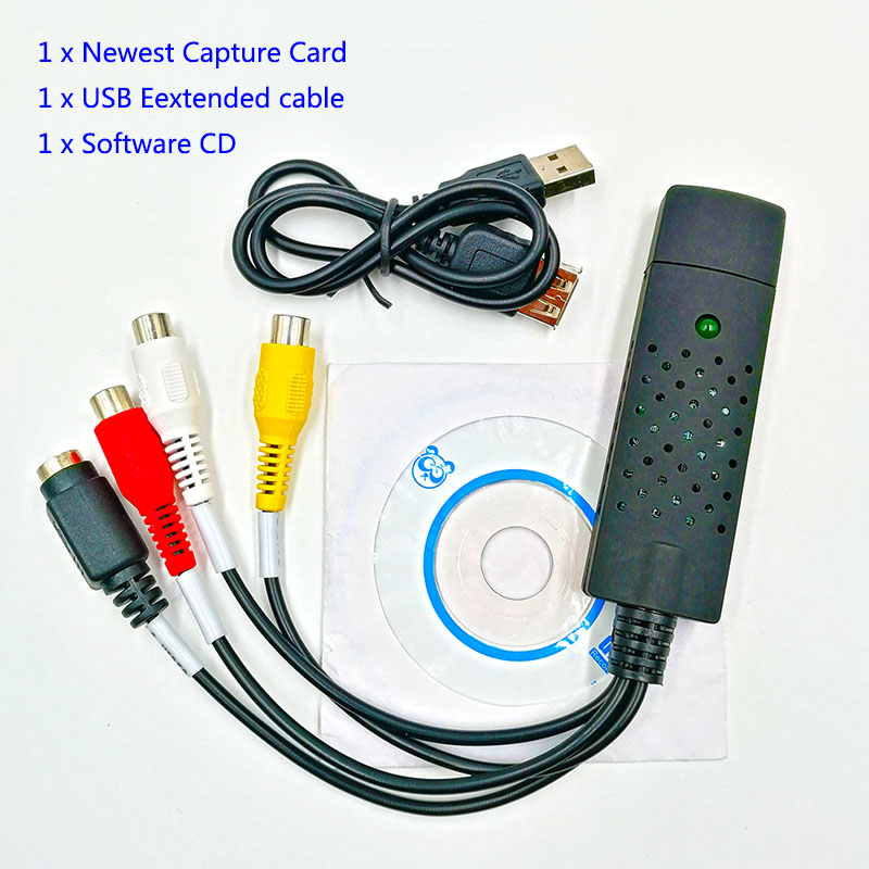 Hot Sale E7WIN USB 2.0 Easy Cap Video TV DVD VHS DVR Capture Adapter Easier Cap USB Video Capture Device support Win10