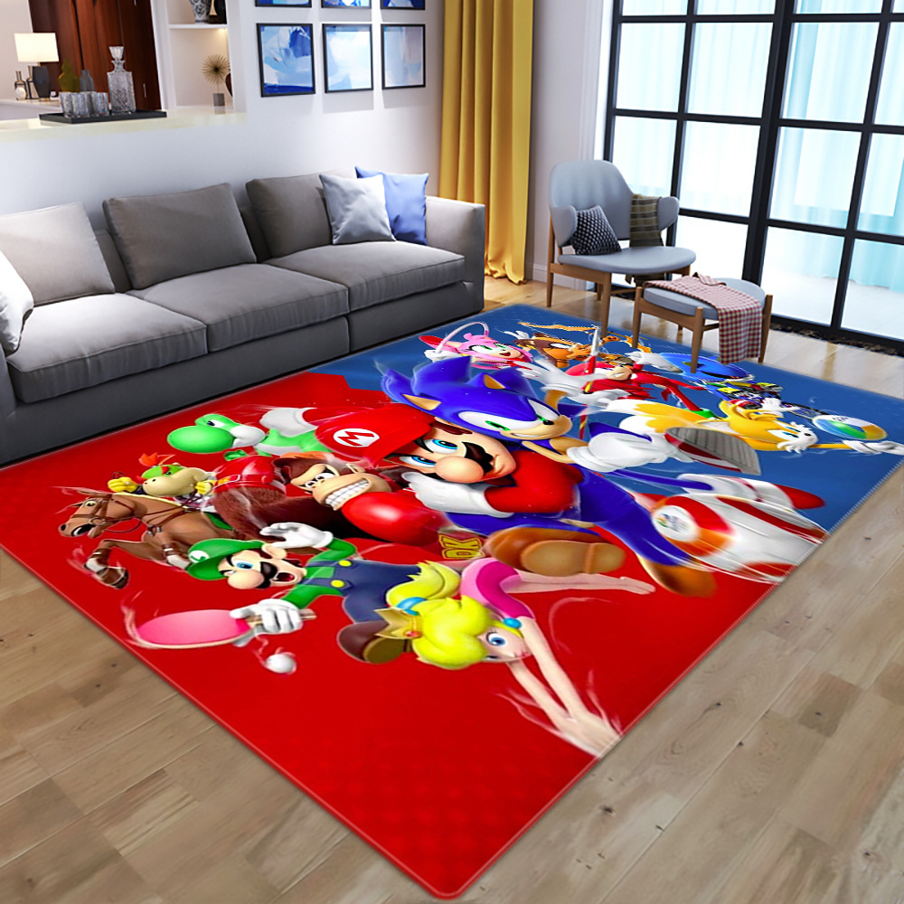 Anime Gamer Controller Kids Play Area Rugs Child Game Floor Mat Cartoon Super Mario Pattern 3D Printing Carpets for Living Room