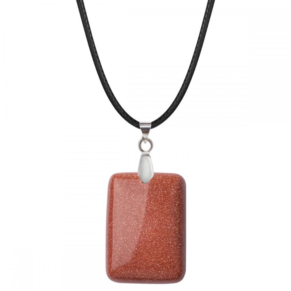 30X40MM Rectangle Gemstone Pendant Necklace for women men