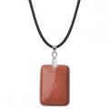 Rose Quartz 25x35mm Rectangle Stone Pendant Necklace for women Men